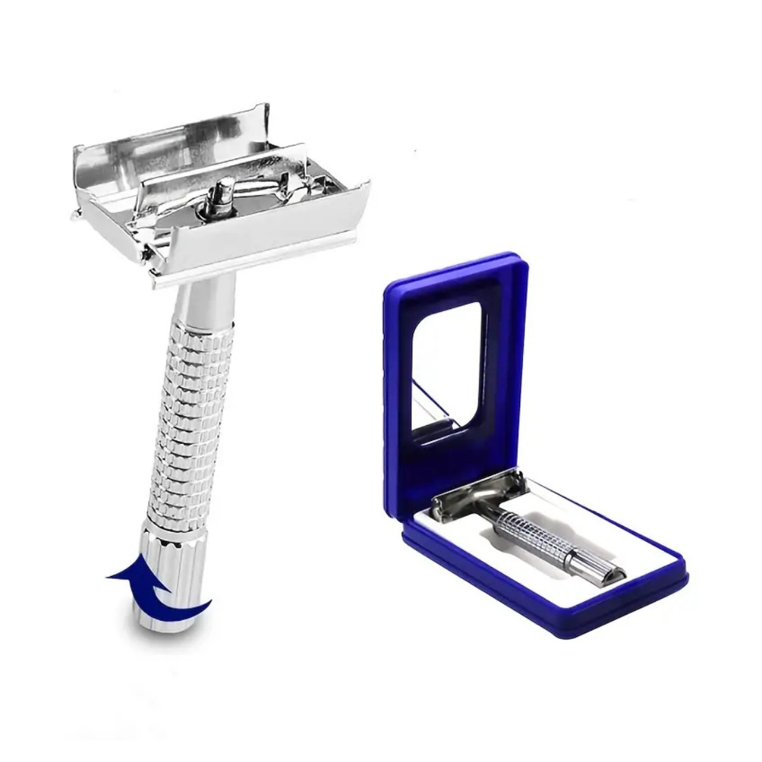 Jerbat Edelstahl Rasierhobel doppelseitig + 5 Klingen