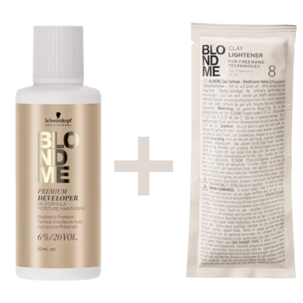 Schwarzkopf Professional BLONDME Clay Lightener 8 & Developer 30g & 60ml - 6% - 20 Vol