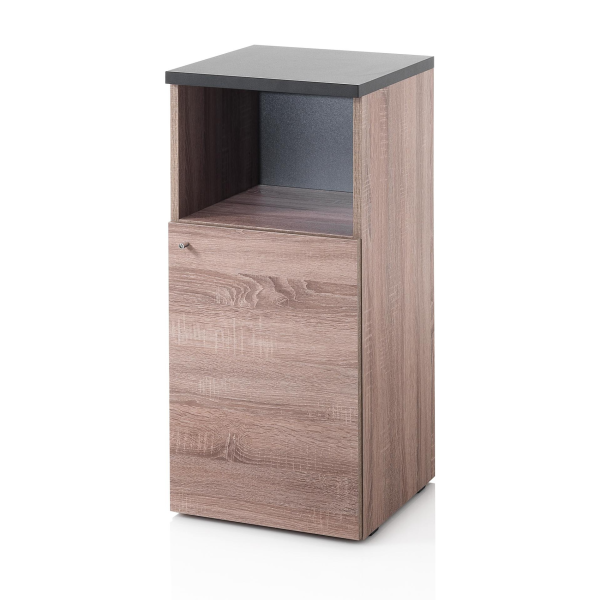 XanitaliaPro Service Cabinet with Open Compartment Black & Oak