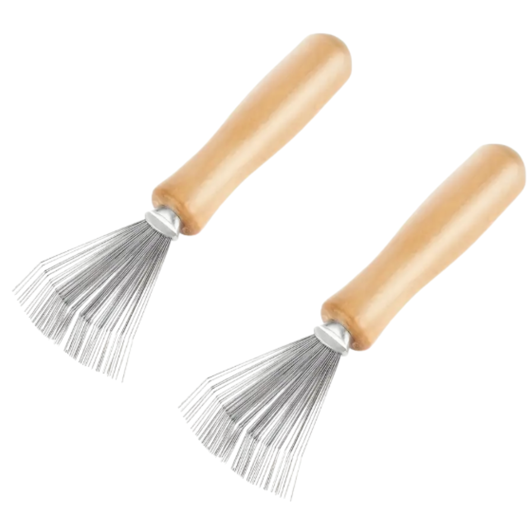 Jerbat Edelstahl Bürste mit Holzgriff 2St