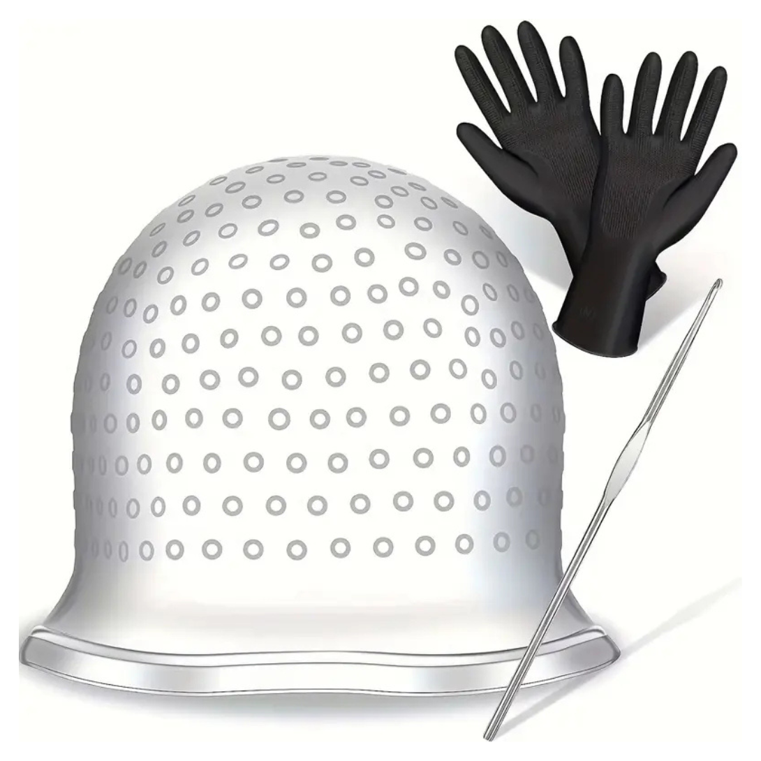 Jerbat Haarfärbung-Highlights-Kappe mit Haken + Handschuhe