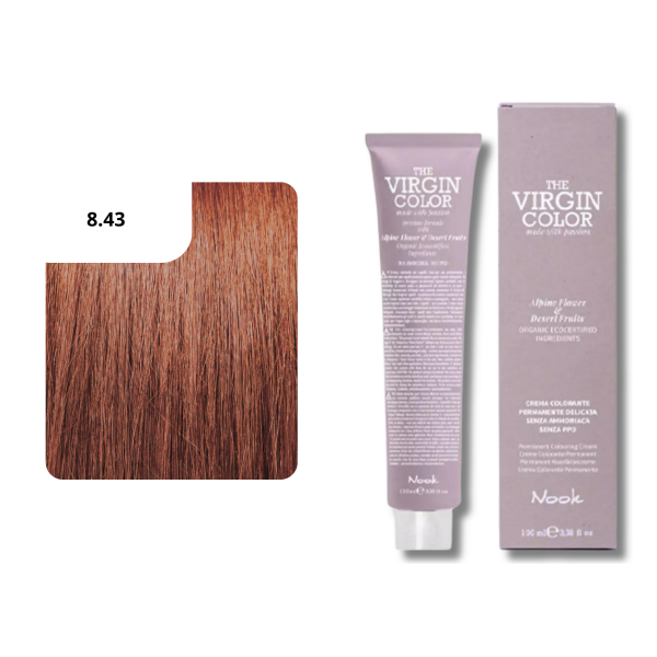 Nook Virgin Color Couleur de Cheveux 8.43 - Blond Cuivre Doré Clair 100 ml 