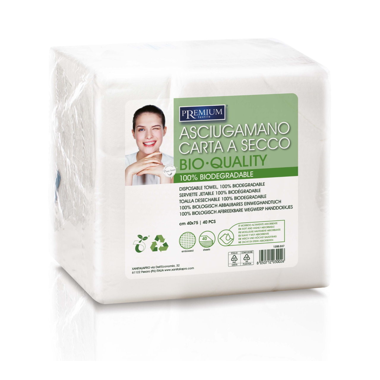 XanitaliaPro Trockenes Papierhandtuch mit Prägung Bio Quality 40 Stück